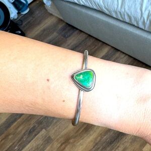 Mountain Turquoise sterling silver cuff. One size fits most.